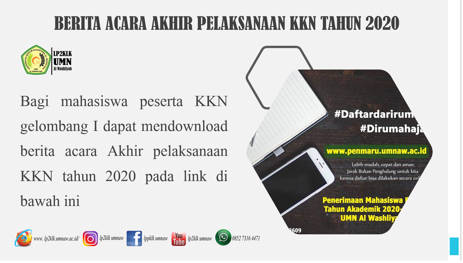 BERITA ACARA AKHIR PELAKSANAAN KKN UMN AL WASHLIYAH TAHUN 2020